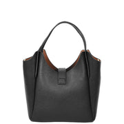 Womens Leather-Look Handbag Casual Basket Shape Small Fashion Tote Bag AH181 Black-2