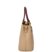 Womens Exquisite Leather Small Tote Smart Casual Fashion Crossbody Bag Allure Beige-3