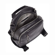 Womens Real Leather Backpack Multi-Zip Pockets Shoulder Bag Rucksack A665 Black-7