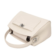 Womens Real Leather Top Handle Handbag Casual Outgoing Small Tote Bag A181 Off White-5