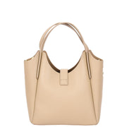 Womens Leather-Look Handbag Casual Basket Shape Small Fashion Tote Bag AH181 Beige-2