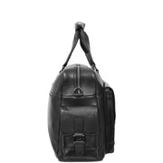 Real Leather Holdall Laptop Section Sports Weekend Travel Duffle Cabin Bag AL05 Black-3