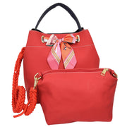 Women PU Leather Handbag Removable Pouch Fashion Crossbody Bag A862 Red-4