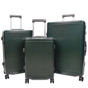 Hard side Spinner Luggage 8 Wheels Dual TSA Latch Metal Frame Suitcases Metatron Green- full set