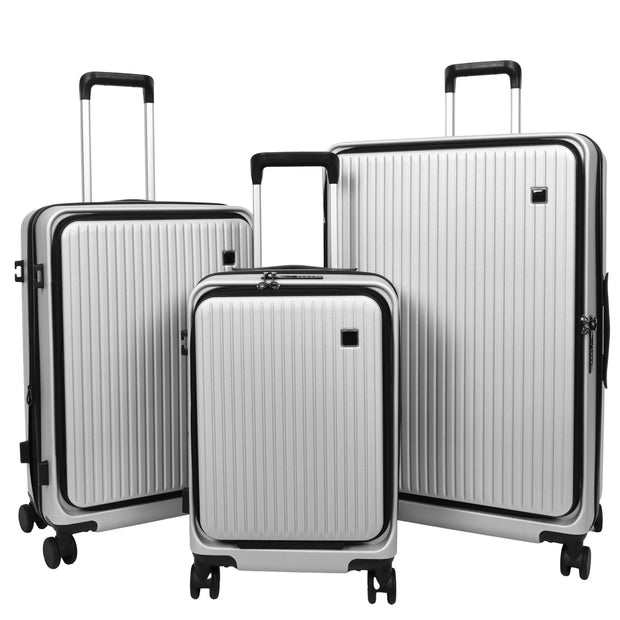 8 Wheel Luggage Expandable ABS Hard side TSA Lock Suitcases Travel Bags Voyager Silver- full set