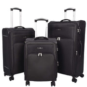 Ultra Lightweight Suitcases Expandable Soft 8 Wheel Luggage Travel Bags Cuba Black- full set