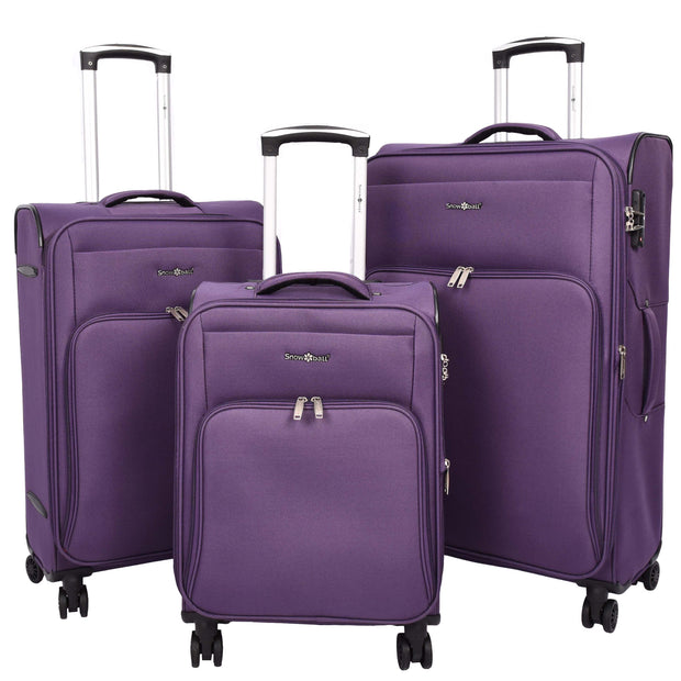 Ultra Lightweight Suitcases Expandable Soft 8 Wheel Luggage Travel Bags Cuba Purple-full set