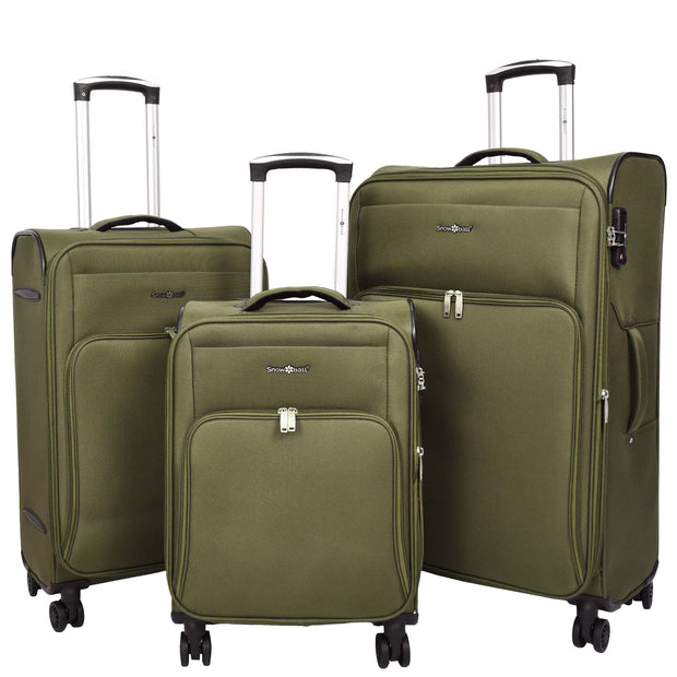 Ultra Lightweight Suitcases Expandable Soft 8 Wheel Luggage Travel Bags Cuba Khaki- full set