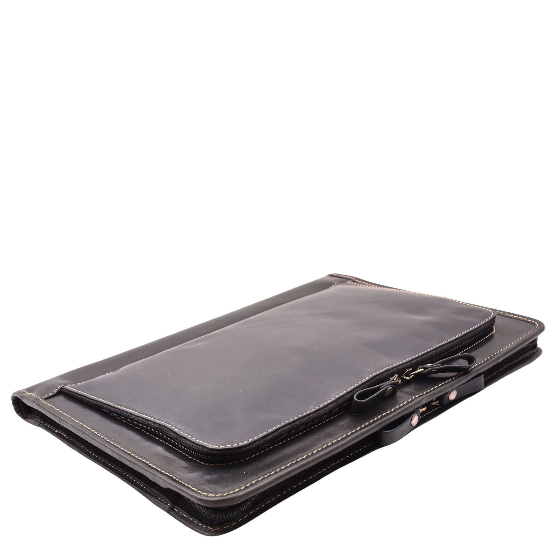 Black Leather Folio Bag Underarm A4 Portfolio Case A1 Fashion Goods