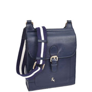 Real Leather Crossbody Bag Women's Casual Style Messenger Xela Navy