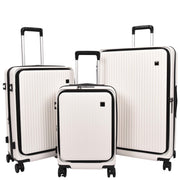 8 Wheel Luggage Expandable ABS Hard side TSA Lock Suitcases Travel Bags Voyager White- full set