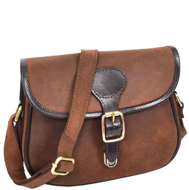 Womens Casual Leather Crossbody Bag Vintage Style Distressed Texture Alessia Brown-1