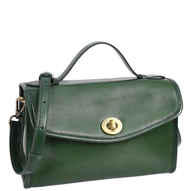 Womens Smooth Leather Crossbody Bag Casual Outgoing Top Handle Handbag A029 Green-1