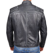 Real Leather Mens Biker Jacket Rub off Rugged Vintage Look Zip Fasten Cafe Racer Samuel-2