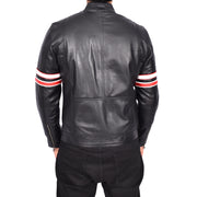 Mens Real Leather Biker Jacket Zip Fasten Casual Cafe Racer Style Wilder Black-2