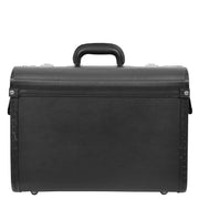 Professionals Pilot Case Large Black Faux Leather Briefcase with Lock Business Document Bag Porto