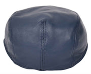 Genuine Navy Leather Flat Cap English Granddad Baker-boy Hat Arthur