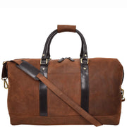 Vintage Brown Leather Holdall Distressed Texture Duffle Weekend Travel Bag Atlas-5