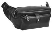 Real Leather Waist Pack Mobile Money Multiple Pockets Bum Bag Travel Pouch AY18 Black-6