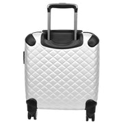 Pilot Case Diamond Quilted Faux Leather 8 Wheel Cabin Travel Bag Airborne Silver-2