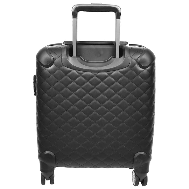 Pilot Case Diamond Quilted Faux Leather 8 Wheel Cabin Travel Bag Airborne Black