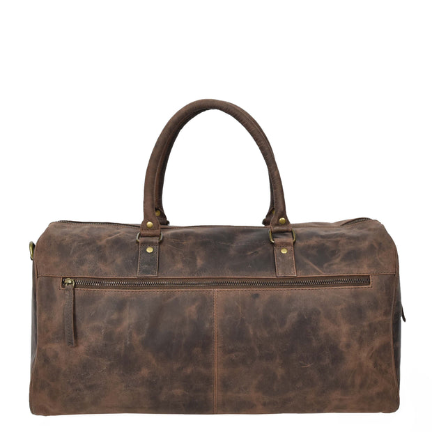 Distressed Leather Duffle Bag Weekend Travel Holdall Sports Gym Kitbag Brown