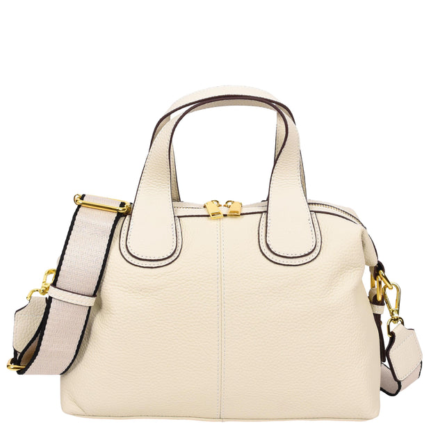 Womens Real Leather Handbag Medium Satchel Casual Outgoing Fashion Bag A556 Beige