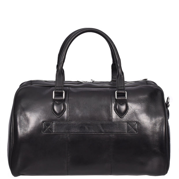 Premium Leather Holdall Carry-on Size Weekender Sports Travel Duffle Bag A47 Black