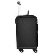 Pilot Case Faux Leather 4 Wheels Cabin Size Dual Lock Business Travel Bag Aero Black-3