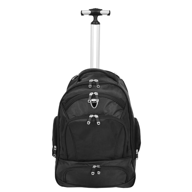 Rolling Backpack on Wheels Cabin Size Multi-use Travel Rucksack Wanaka Black