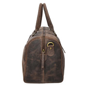 Distressed Leather Duffle Bag Weekend Travel Holdall Sports Gym Kitbag Brown