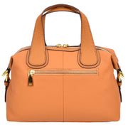 Womens Real Leather Handbag Medium Satchel Casual Outgoing Fashion Bag A556 Tan