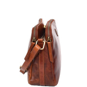 Womens Leather Crossbody Bag Classic Twin Zip Top Organiser A800 Cognac 4