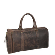 Distressed Leather Duffle Bag Weekend Travel Holdall Sports Gym Kitbag Brown