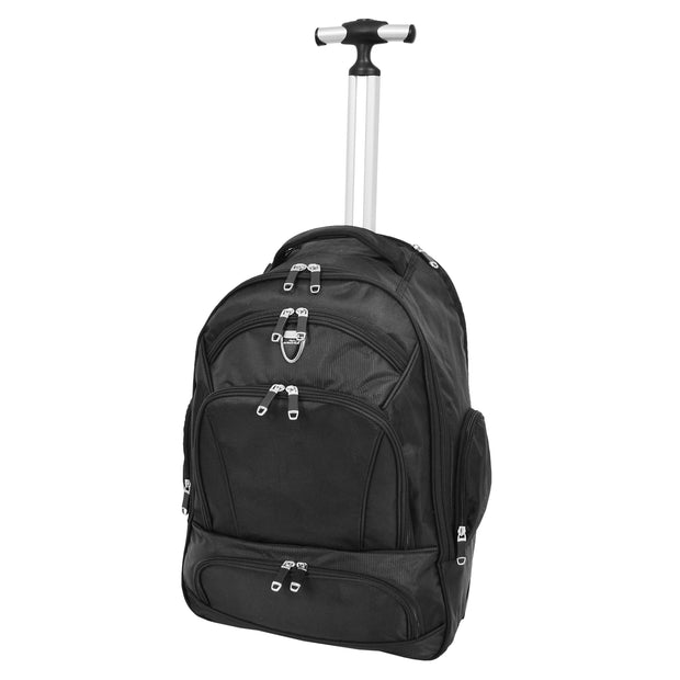 Rolling Backpack on Wheels Cabin Size Multi-use Travel Rucksack Wanaka Black