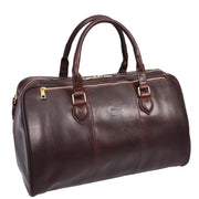 Premium Leather Holdall Carry-on Size Weekender Sports Travel Duffle Bag A47 Brown