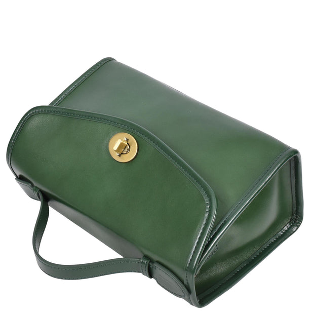 Womens Smooth Leather Crossbody Bag Casual Outgoing Top Handle Handbag A029 Green-5