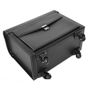 Pilot Case Faux Leather 4 Wheels Cabin Size Dual Lock Business Travel Bag Aero Black-6