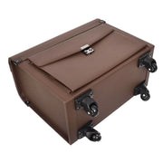 Pilot Case Faux Leather 4 Wheels Cabin Size Dual Lock Business Travel Bag Aero Brown-7