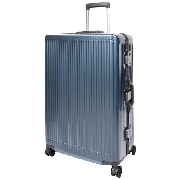 Hard side Spinner Luggage 8 Wheels Dual TSA Latch Metal Frame Suitcases Metatron Blue large-1