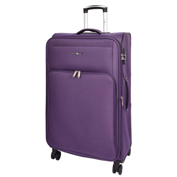 Ultra Lightweight Suitcases Expandable Soft 8 Wheel Luggage Travel Bags Cuba Purple large-1