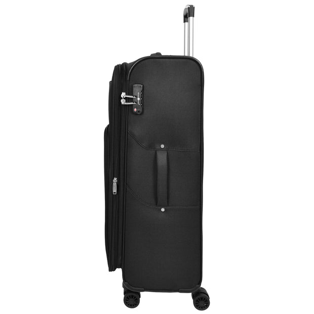 Ultra Lightweight Suitcases Expandable Soft 8 Wheel Luggage Travel Bags Cuba Black large-3