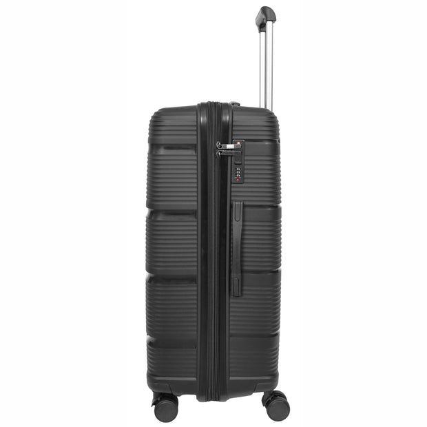 Expandable Hard Shell Luggage PP 8 Wheels Suitcases TSA Lock Travel Bags Titan Black large-2