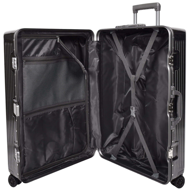 Hard side Spinner Luggage 8 Wheels Dual TSA Latch Metal Frame Suitcases Metatron Black large-4