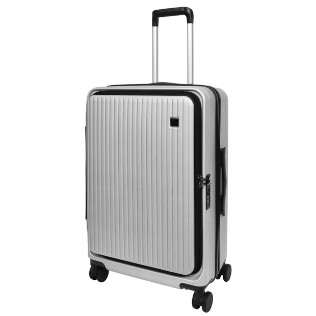 8 Wheel Luggage Expandable ABS Hard side TSA Lock Suitcases Travel Bags Voyager Silver medium-1