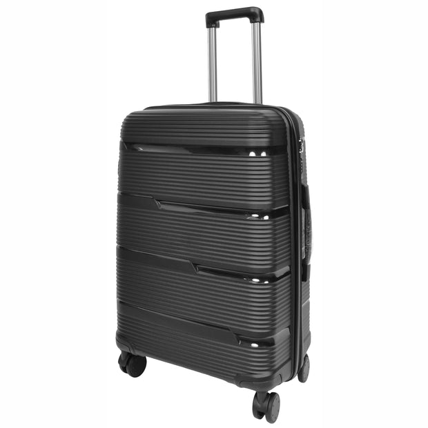 Expandable Hard Shell Luggage PP 8 Wheels Suitcases TSA Lock Travel Bags Titan Black medium-1