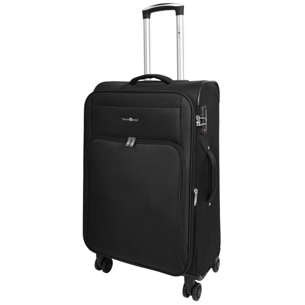 Ultra Lightweight Suitcases Expandable Soft 8 Wheel Luggage Travel Bags Cuba Black medium-1