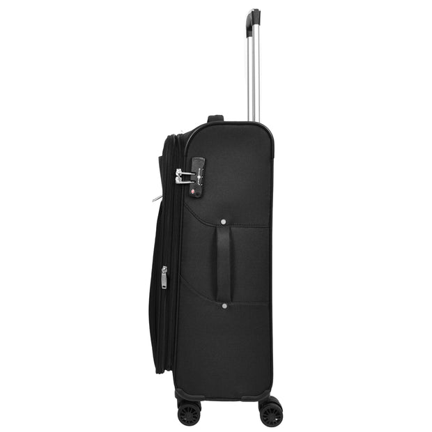 Ultra Lightweight Suitcases Expandable Soft 8 Wheel Luggage Travel Bags Cuba Black medium-3