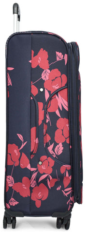 Four Wheel Soft Suitcase Expandable Luggage Travel Bags Floral Print Navy medium-4