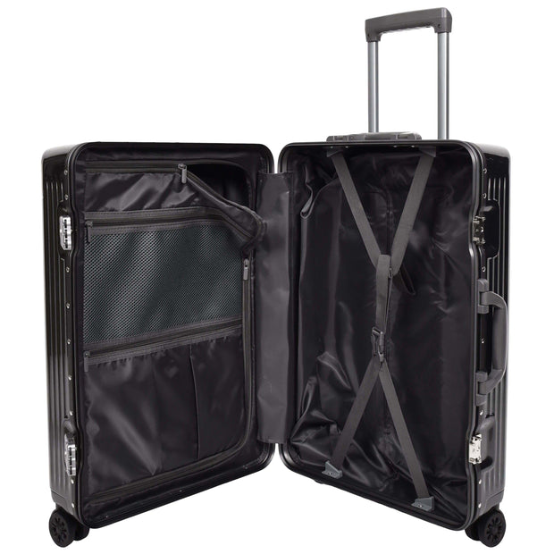 Hard side Spinner Luggage 8 Wheels Dual TSA Latch Metal Frame Suitcases Metatron Black medium-4